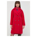 Kabát Silvian Heach dámsky, červená farba, prechodný, dvojradový
