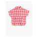 Koton Crowbar Pattern Turtleneck Poncho Sweatshirt with Short Sleeves, Soft Texture.