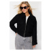 Trendyol Black Regular Pattern Boucle Crop Thin Coat