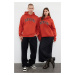 Trendyol Tile Oversize/Wide Cut Hooded Fleece Inside/Warm Cotton Unisex Sweatshirt