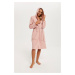 Women's dressing gown Karina with long sleeves - powder pink