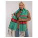 Green knitted plaid women's scarf