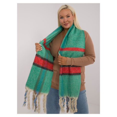 Green knitted plaid women's scarf