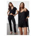 Trendyol Black 5-Pack Belted Ribbon/Bow Detailed Ribbon Knitted Dressing Gown Pajama Set