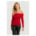 Cool & Sexy Women's Red Gathered Madonna Blouse