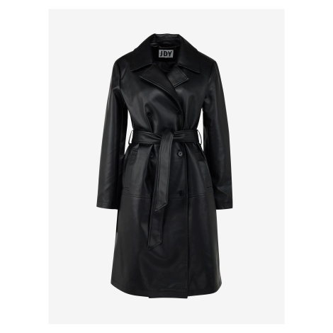 Čierny dámsky koženkový kabát JDY Vicos