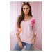 Sweater blouse with floral pattern powder pink