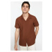 Trendyol Brown Regular Fit Textured Summer Linen Look