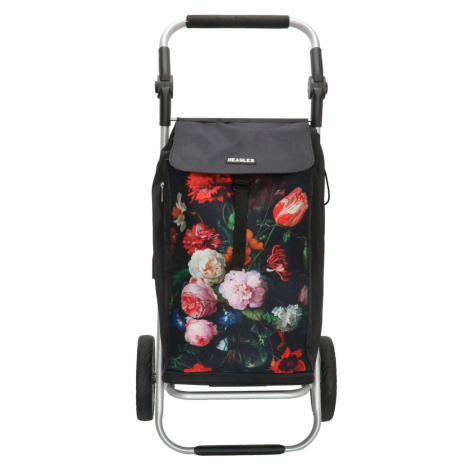 Nákupná taška na kolieskach Beagles Alberic Flower - čierna s kvetinami 41,76L