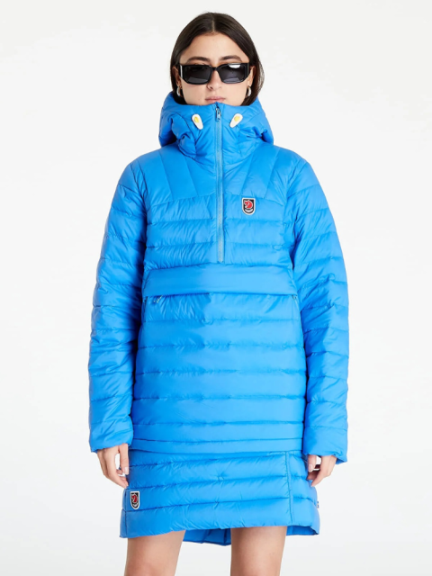 Ľahká páperová zimná bunda cez hlavu v trendy modrej